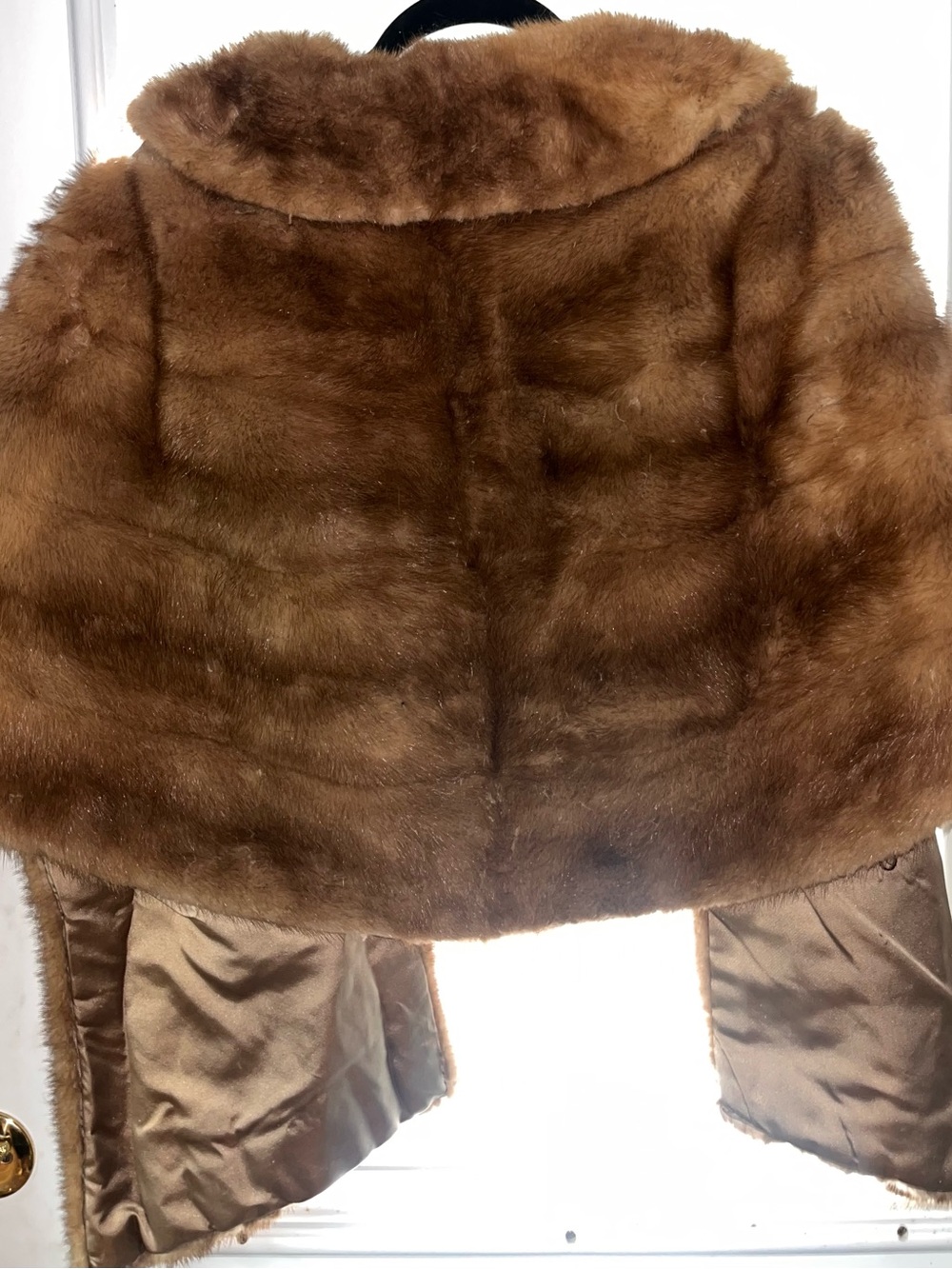Women's Brown Faux Fur Cape Coat - Elegant Short Outerwear